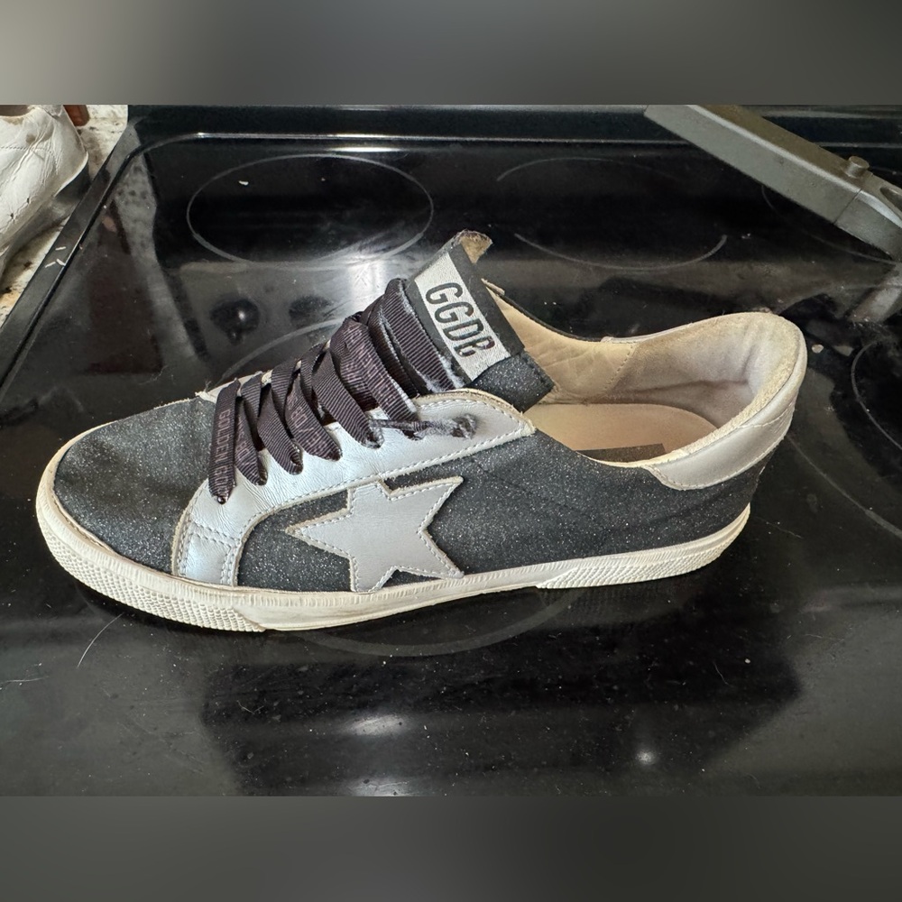 Golden Goose Black and Silver Lurex Sneakers